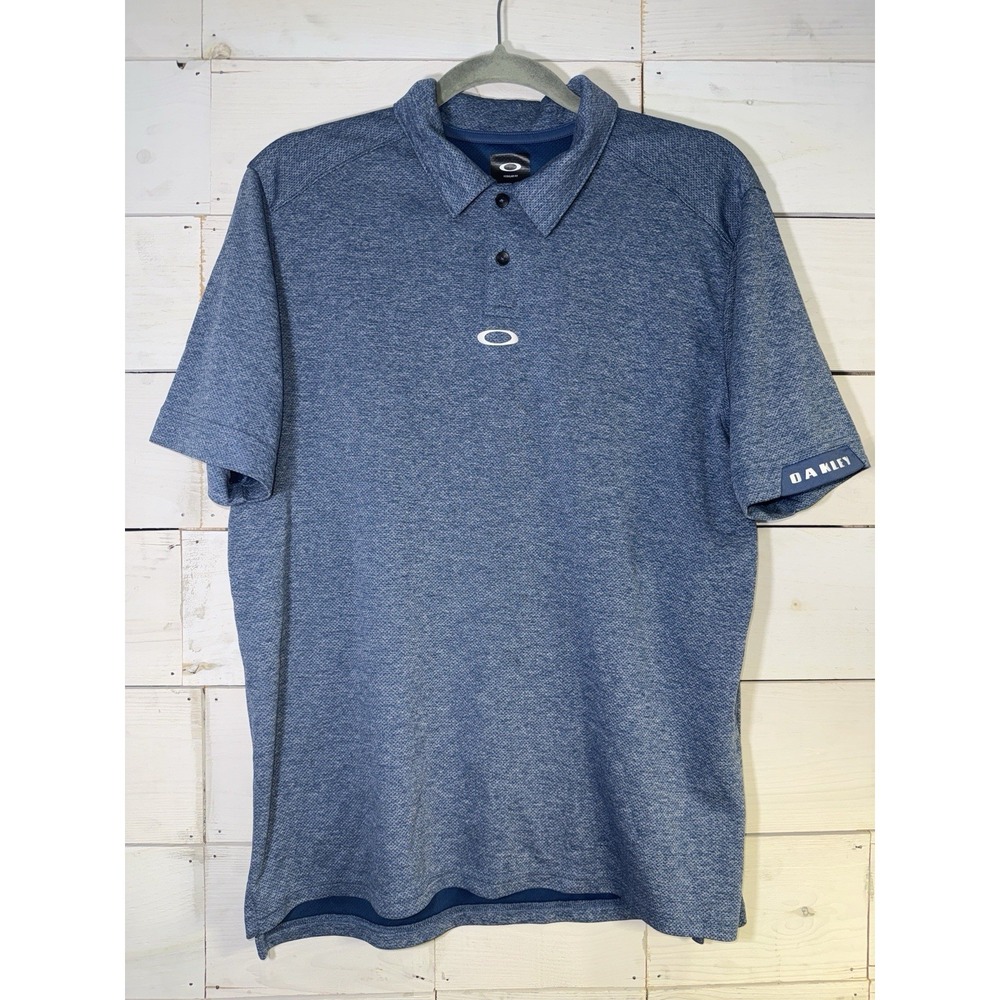 Oakley Polo Shirt Men Medium Blue Short Sleeve
